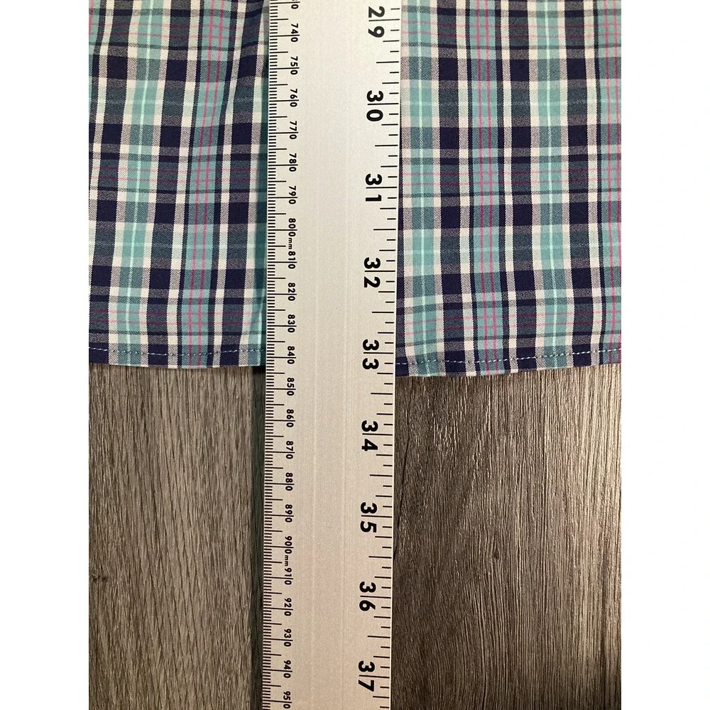 Peter Millar Summer Comfort Shirt Mens Blue Plaid Long Sleeve Shirt Size XL - Picture 4 of 8